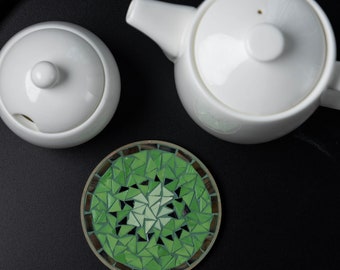 Kiwi cup coaster DIY mosaic kit Anti-stress Meditation Gift for mother day
