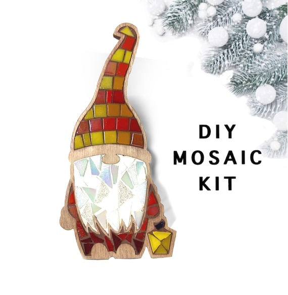 Christmas Gnome Mosaic DIY Kit, Handmade Craft Project