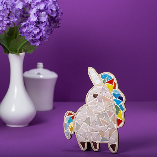 Kit de mosaïque DIY Licorne rose pour enfants et adultes Kit d’artisanat Belle licorne en mosaïque Couleur vive Idée cadeau pour enfants Cadeau pour filles fille