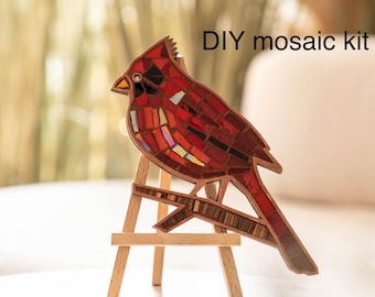 Red Cardinal Mosaic DIY Kit: Bird Art Craft Project
