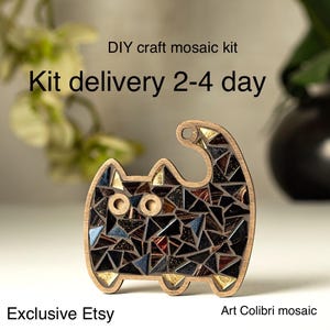 Black Cat DIY Mosaic Kit craft kit box kitten craft for kids and adults Home Decor gift idea Mother’s Day gift for Mother