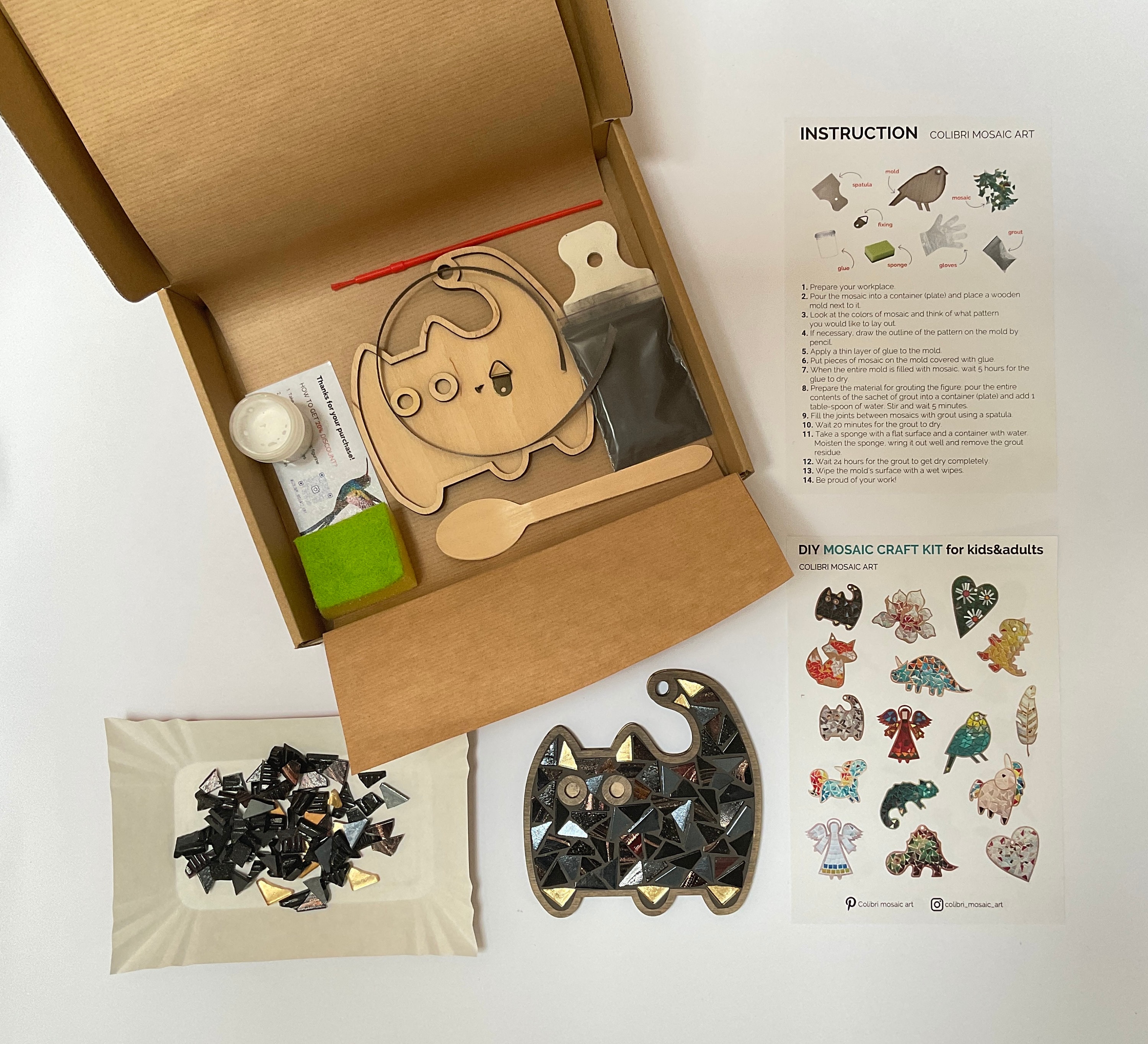 Black Cat DIY Mosaic Kit Craft Kit Box Kitten Craft for Kids Etsy