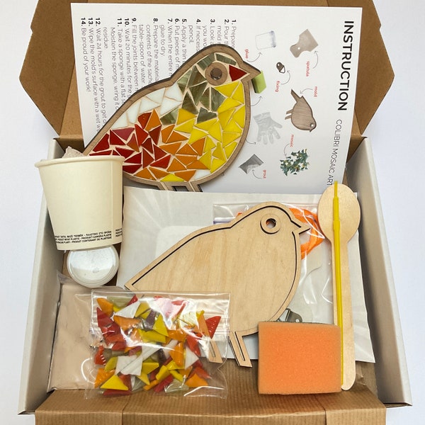 Kits mosaïques pour adultes Kit mosaïque oiseau jaune Kits DIY pour adultes Kit mosaïque Artisanat aviaire Kit mosaïque oiseau DIY Kit déco Vitrail