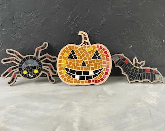 Halloween Mosaic Kit: Pumpkin, Bat & Spider DIY Craft