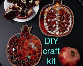 DIY craft mosaic red Pomegranate cup coaster Gift for mother Decor for kitchen Wall art