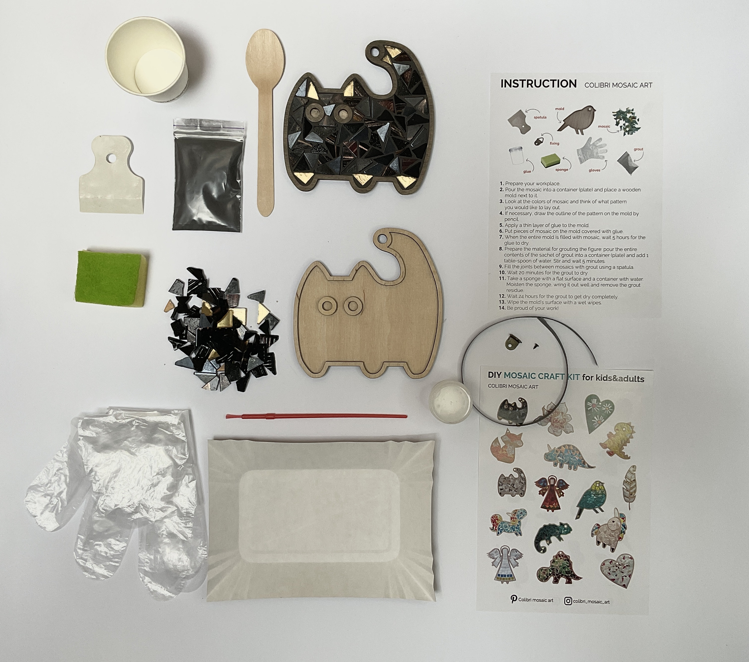 Black Cat DIY Mosaic Kit Craft Kit Box Kitten Craft for Kids Etsy