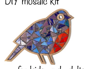 Blau und Rot Vogel DIY Mosaik Kit Helle Farben Mosaik Baby-Dusche-Partygeschenk