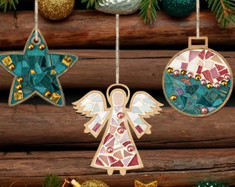 DIY Christmas tree decorations DIY craft mosaic kit Craft mosaic kit  Bright colour Gift idea for children Montessori Antistress