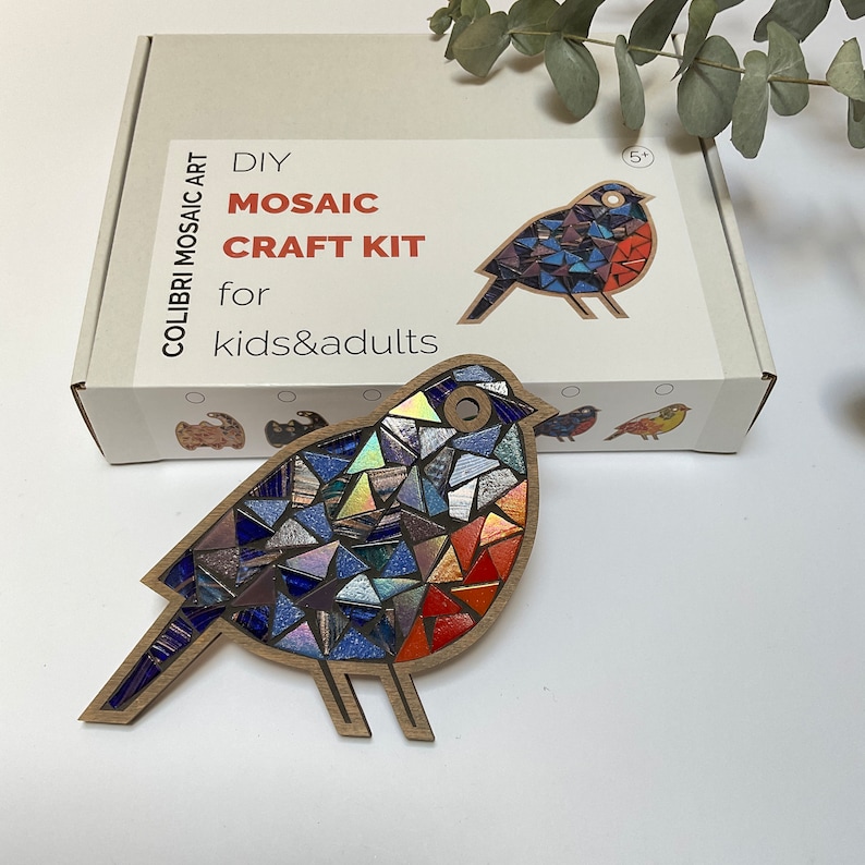 Blue Bird DIY Mosaic Kit Craft Mosaic Kit Make a Bird Lovely Etsy