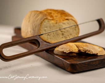 Bread Bow Knife with Hanging Handle | Fiddle Knife | Bread Knife | Walnut Knife | Oak Knife | Wood Knife | Left or Right Handed | Gift