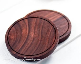 Round Walnut Coasters Set of 4 | Minimalist Coasters | Home Decor | Housewarming | Minimalism | Solid Wood | Handmade | Unique Gift