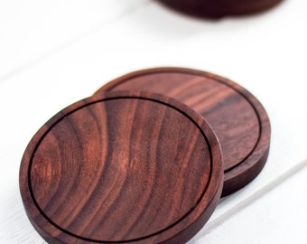 Round Walnut Coasters Set of 4 | Minimalist Coasters | Home Decor | Housewarming | Minimalism | Solid Wood | Handmade | Unique Gift