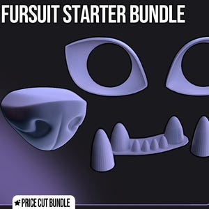 Bundle Canine Fursuit Eye Blanks, Nose, Teeth STL Files (Digital Download)