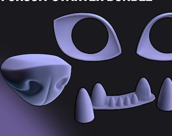 Bundle Canine Fursuit Augen Rohlinge, Nase, Zähne STL Dateien (Digitaler Download)