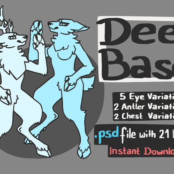 Furry Anthro Deer Ref Sheet Base