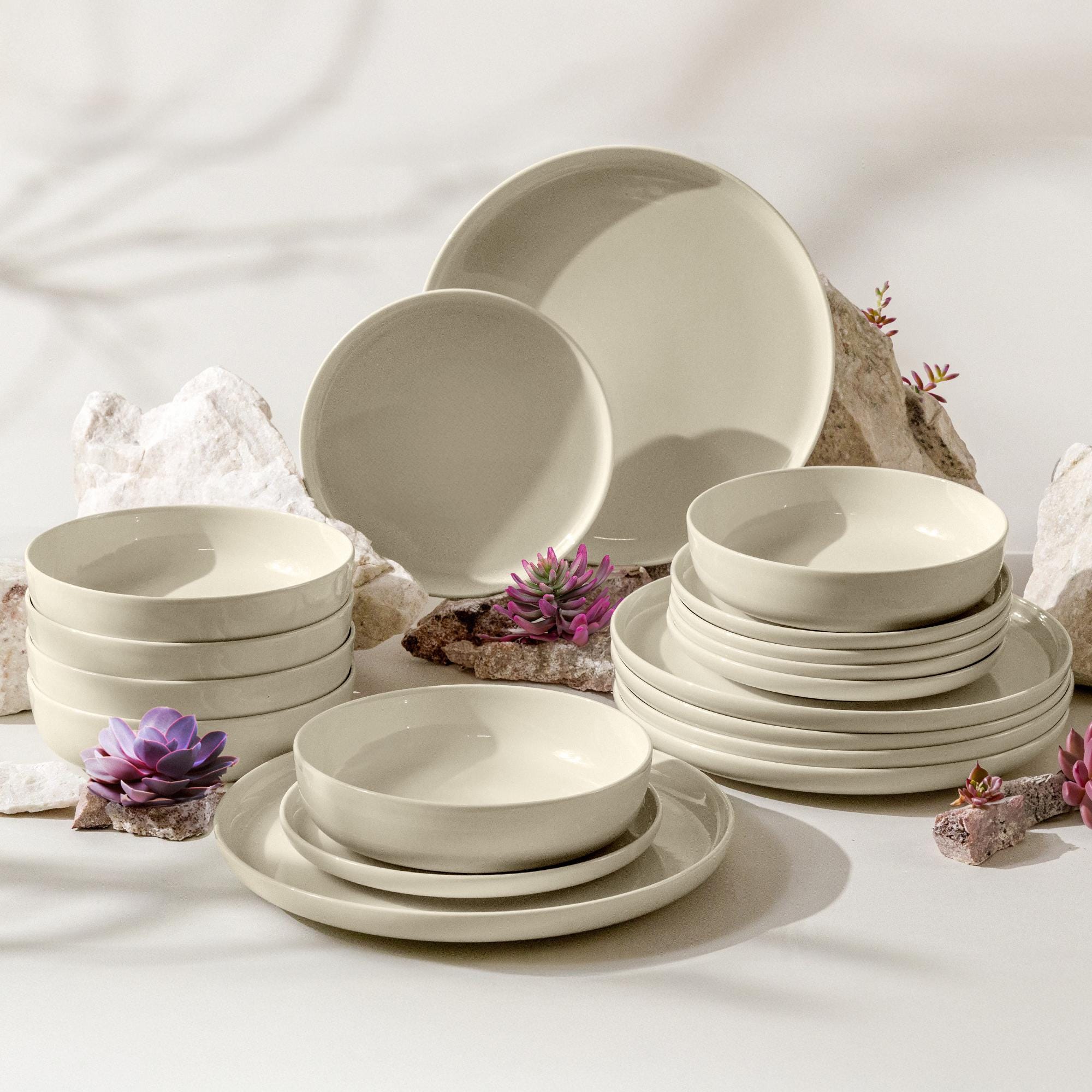 Designer Geschirr set aus steinzeug KONSIMO VICTO Teller Set Modern Tafelservice 6 Personen 18-tlg - Keramik - Service Set – Essgeschirr