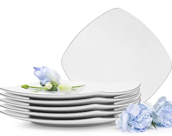 KONSIMO - CARLINA Servies Set - Dessertborden - Porseleinen Servies Set - 6-delig - Servies