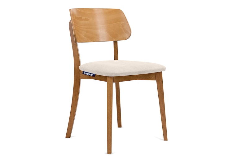 Konsimo Vinis Esszimmerstühle Modern Holzstuhl 80,5x45x47cm Küchenstühle Stuhl Esszimmer Esstisch Stühle mit Weicher Polsterung Creme + Eiche Hell