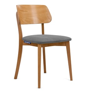 Konsimo Vinis Esszimmerstühle Modern Holzstuhl 80,5x45x47cm Küchenstühle Stuhl Esszimmer Esstisch Stühle mit Weicher Polsterung Grau + Eiche Hell