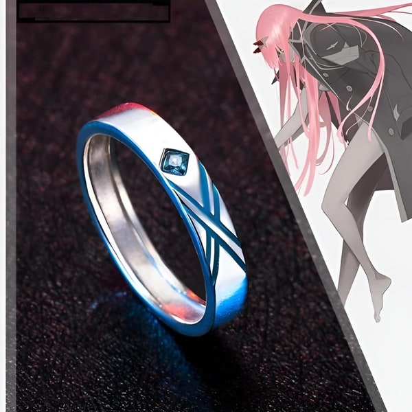 Darling in Franxx Ring, Promise gift Ring, Anime couple Lover Ring, HIRO Cosplay Ring, Anime Engagement Ring, Red and Blue Ring