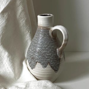 Dümler & Breiden Ceramic Vase | Vintage West German Pottery | White and Grey Mid-Century Fat Lava Ceramic Vase, 1960s