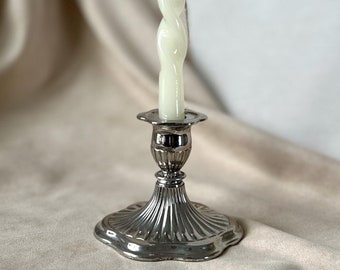 Lovely Mid Century Steel Candlestick Holder with Silver Finish | Vintage Table Candleholder | Made in Germany, 60s | Vintage Gift
