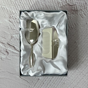 ZILVERSTAD Comb and Brush Set with Crown Design | Silver Plated Grooming Set | Vintage Gift Ideas | Gift for Her | Made in Germany