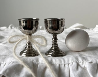 Vintage German Silver Plated Egg Cups - Set of 2