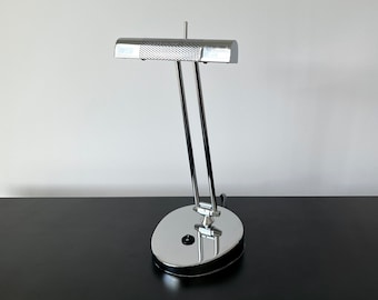 Lámpara de mesa cromada ajustable de WOFI Leuchten - Lámpara de escritorio vintage de metal plateado - Fabricada en Alemania, años 80