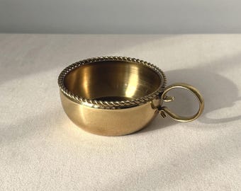 Vintage Gold Ashtray by BBI Präsent | Mid-Century Metal Gold-Plated Ashtray with Rope Twist Rim | Made in Germany, 70s
