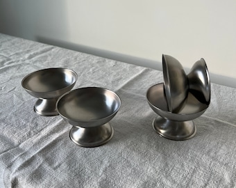 Set of 4 Vintage Stainless Steel Ice Cream Cups by Quelle - High Quality Silver Dessert Bowls - Sorbet Dish - Made in Germany