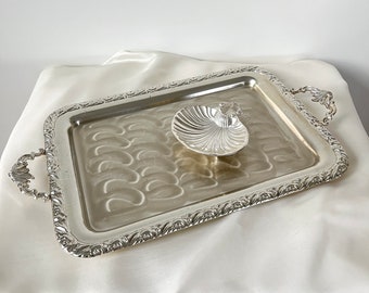 Large Silver-Plated Stainless Steel Rectangular Tray by Dalgic Gumus