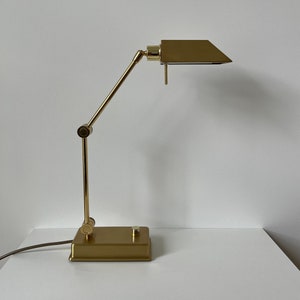 Holtkötter German Brass Table Lamp in Retro Gold - Vintage Tall Adjustable Desk Lamp - Made in Germany - 80s