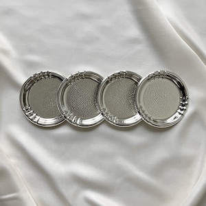Vintage German Hammered Silver Coasters | Set of 4 or 6 | Round Coasters Made of Aluminum | Germany, 30s
