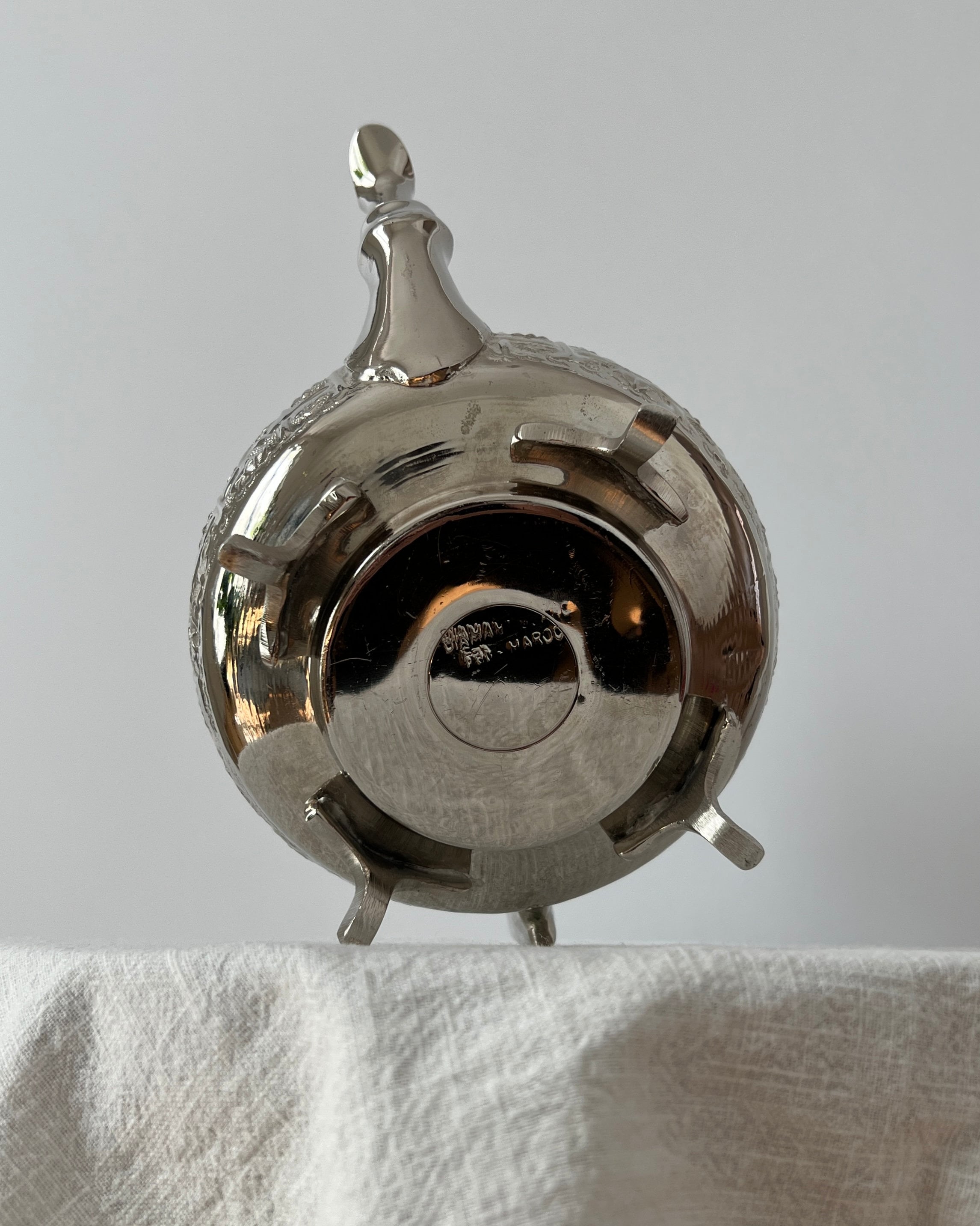 Vintage Moroccan Silver Teapot Diamant Blanc Made in Morocco Engraved Moroccan Teapot Handmade
