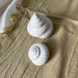 Paar Vintage Deco Keramikschalen - kleine dekorative weiße Muscheln