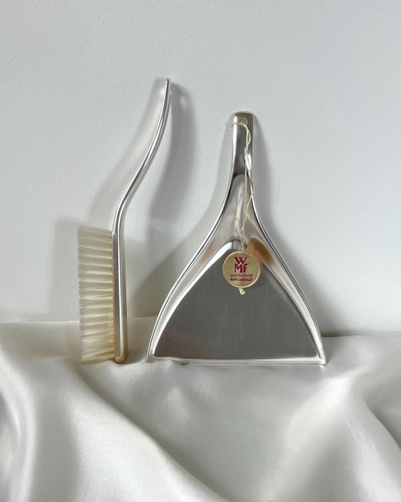 Vintage WMF Brass Table Broom and Scoop Set | 2 Piece Silver