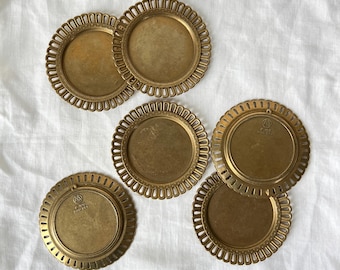 Rare MOD DEP Brass Coasters | Set of 6 | Vintage 1960s Solid Brass | Made in Italy | Mid Century Modern Barware