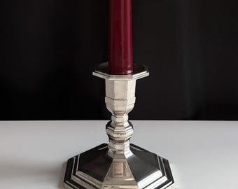 WMF Art Deco Silver-Plated Candlestick | Vintage Silver Metal Single Taper Candle Holder | Made in Germany | Vintage Gift for Him or Her