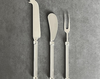 Silver Plated Cheese & Butter Cutlery | Set of 3 | Cheese Knife Butter Knives Cheese Fork | Cheese Spreader Butter Spreader