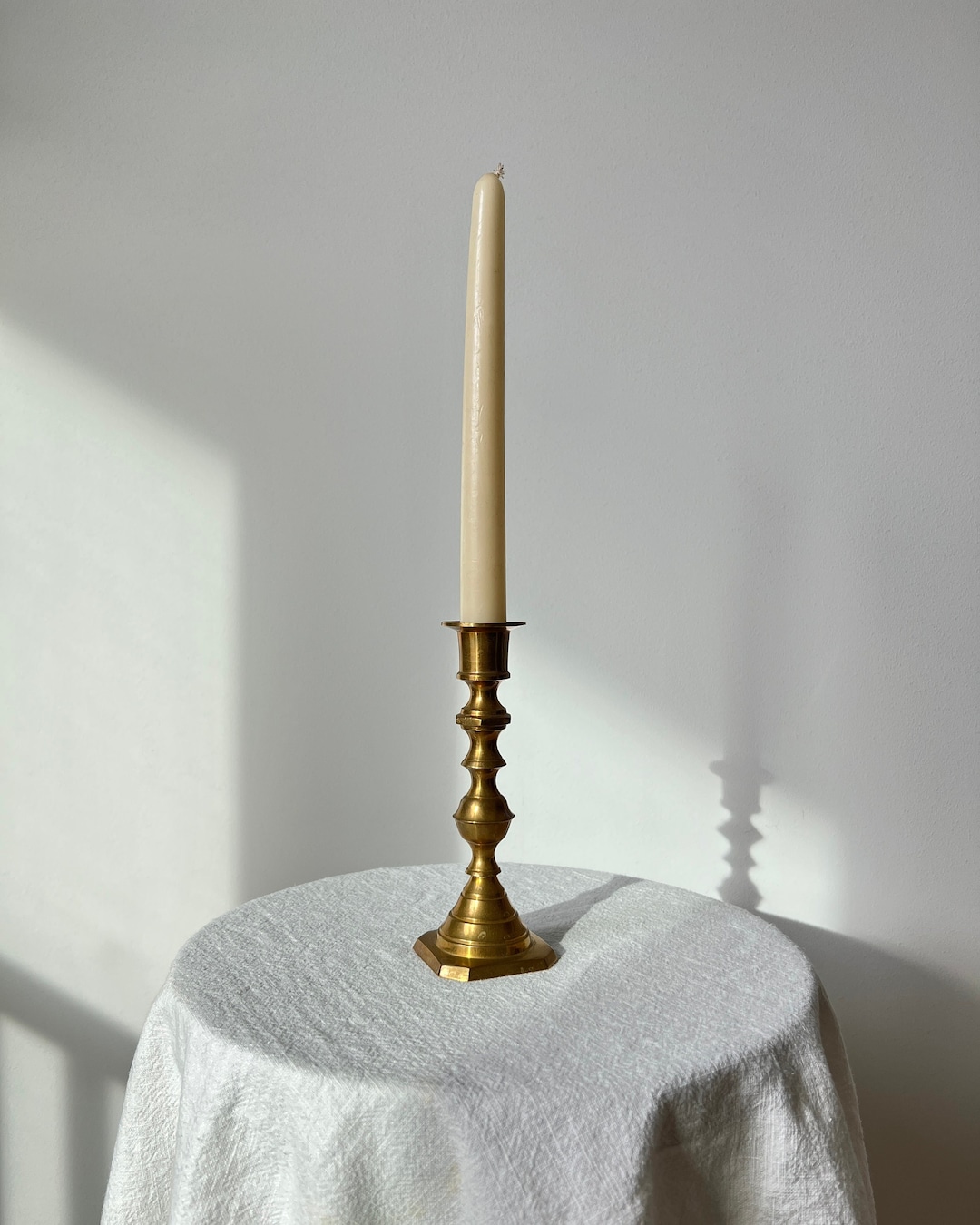 Vintage Brass Candlestick Holder Tall Brass Candle Holder Etsy