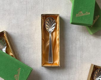 Vintage Silver-Plated Shell Spoon Michelin | German 1960s Dessert Sugar Cream Spoon | Caviar Serving Spoon