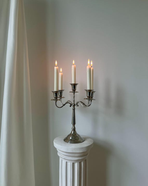 ヴィンテージ シルバー キャンドルスティックホルダー（キャンドル5本