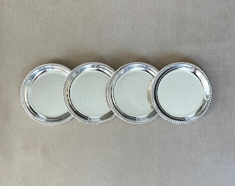 Sottobicchieri placcati in argento di metà secolo / Set di 4 / Sottobicchieri vintage BBI Präsent per tazze o bicchieri / Sottobicchieri per bevande unici / Prodotti in Germania