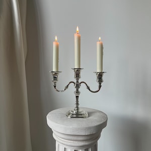 Mid Century Silver Plated Metal Candlestick Holder by BMF - Vintage Candelabra for 3 Candles - Germany, 60s