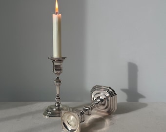 Vintage BMF Silver-Plated Candlesticks | Set of 2 | West Germany 1980s | Mid-Century Taper Candle Holders