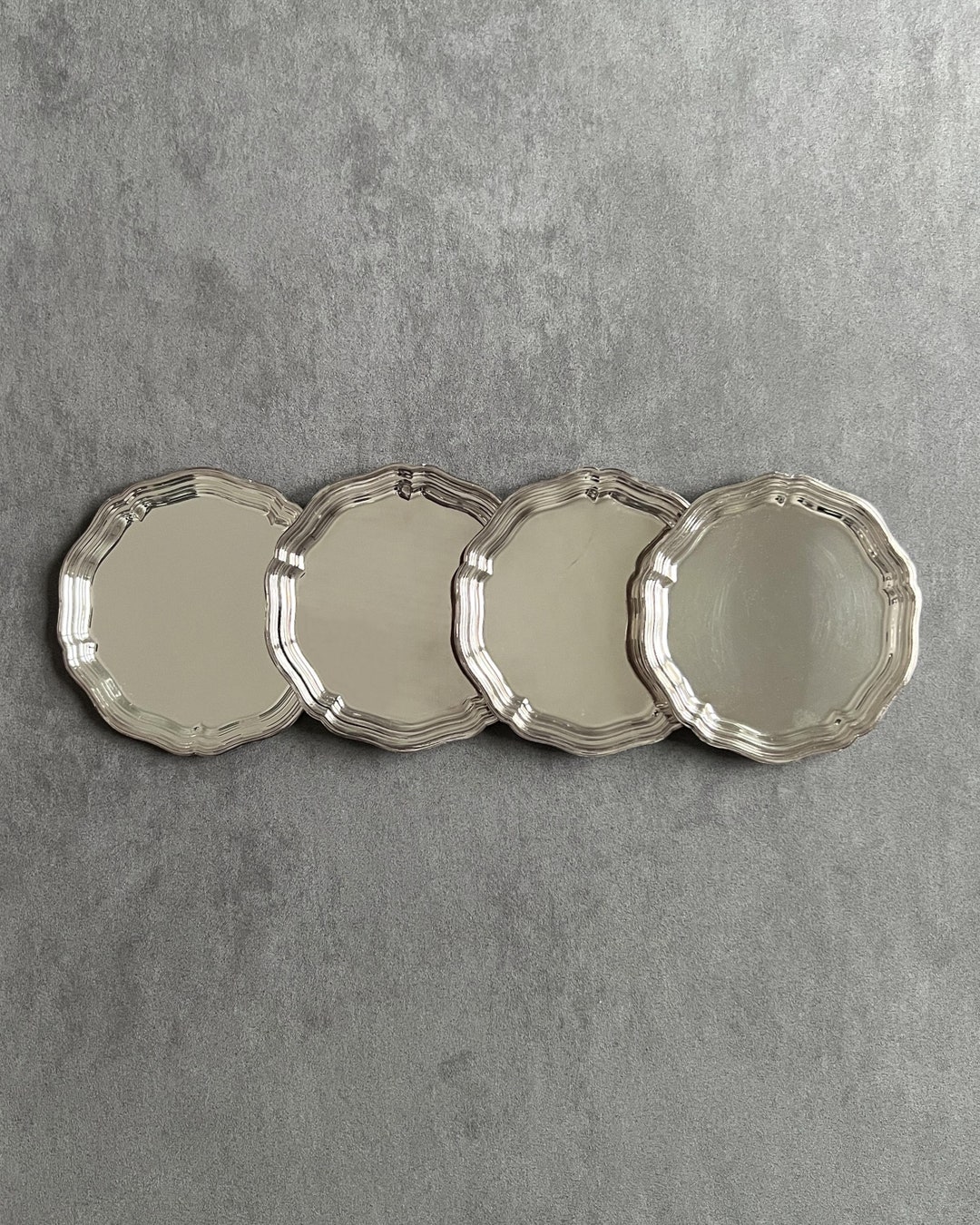 BMF Adorned Silver Plated Coasters | Rare Set of 4 | Round Coasters for ...