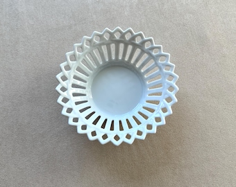 Tettau Atelier Reticulated Porcelain Bowl | Neoclassical Pierced White Decorative Bowl | Germany, 1960s | Vintage Gift