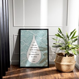Quote Wall Gift, Mom Gift, You are the entire ocean, Rumi Quote Printable Wall Art, Valentine Gift, Home Decor, Aesthetic V-Day Decor