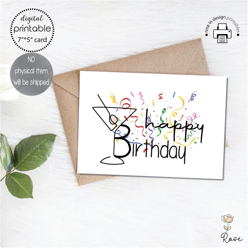 Birthday Greeting DIY Card Printable Birthday Cards With - Etsy